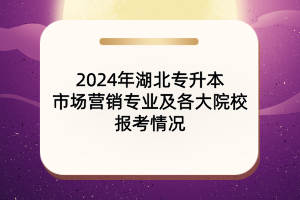 2024年湖北專升本市場營銷專業(yè)及各大院校報(bào)考情況