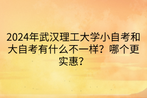 2024年武漢理工大學小自考和大自考有什么不一樣？哪個更實惠？