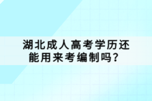 湖北成人高考學(xué)歷還能用來(lái)考編制嗎？