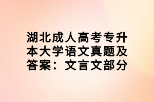 湖北成人高考專(zhuān)升本大學(xué)語(yǔ)文真題及答案：文言文部分