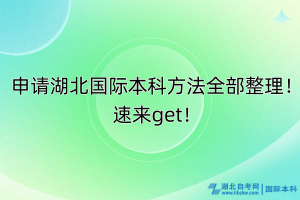 申請湖北國際本科方法全部整理！速來get！