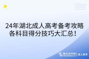 24年湖北成人高考備考攻略：各科目得分技巧大匯總！