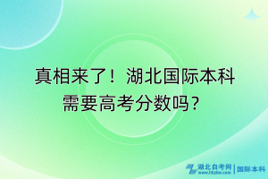 真相來了！湖北國際本科高考多少分錄取？