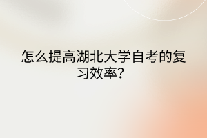 怎么提高湖北大學自考的復習效率？