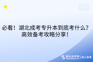 必看！湖北成考專升本到底考什么？高效備考攻略分享！