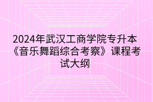 2024年武漢工商學(xué)院專升本《音樂舞蹈綜合考察》課程考試大綱