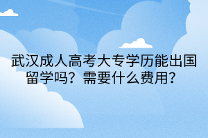 武漢成人高考大專學(xué)歷能出國(guó)留學(xué)嗎？需要什么費(fèi)用？