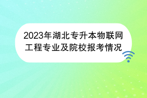 2023年湖北專升本物聯(lián)網(wǎng)工程專業(yè)及院校報(bào)考情況