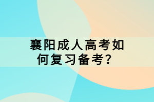 襄陽(yáng)成人高考如何復(fù)習(xí)備考？