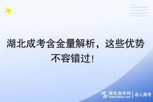 湖北成考含金量解析，這些優(yōu)勢不容錯過！