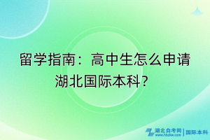 留學(xué)指南：高中生怎么申請湖北國際本科？