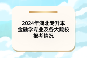 2024年湖北專升本金融學(xué)專業(yè)及各大院校報(bào)考情況