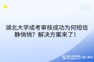 湖北大學(xué)成考審核成功為何短信靜悄悄？解決方案來了！