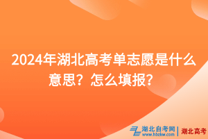 2024年湖北高考單志愿是什么意思？怎么填報？