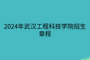 2024年武漢工程科技學(xué)院招生章程