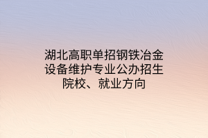 湖北高職單招鋼鐵冶金設(shè)備維護(hù)專(zhuān)業(yè)公辦招生院校、就業(yè)方向