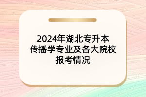 2024年湖北專升本傳播學(xué)專業(yè)及各大院校報考情況