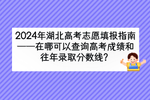 2024年湖北高考在哪可以查詢高考成績(jī)和往年錄取分?jǐn)?shù)線？