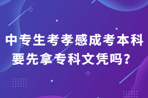 中專生考孝感成考本科要先拿?？莆膽{嗎？