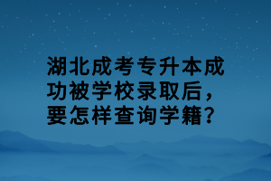 湖北成考專升本成功被學校錄取后，要怎樣查詢學籍？