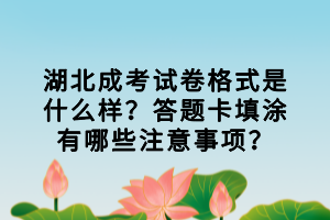 湖北成考試卷格式是什么樣？答題卡填涂有哪些注意事項？