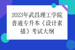 2023年武昌理工學(xué)院普通專升本《設(shè)計素描》考試大綱