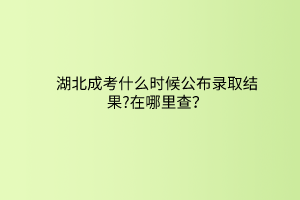 湖北成考什么時候公布錄取結(jié)果?在哪里查？