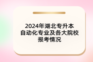 2024年湖北專升本自動化專業(yè)及各大院校報考情況