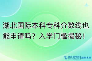 湖北國(guó)際本科專(zhuān)科分?jǐn)?shù)線也能申請(qǐng)嗎？入學(xué)門(mén)檻揭秘！