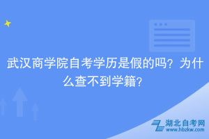 武漢商學(xué)院自考學(xué)歷是假的嗎？為什么查不到學(xué)籍？