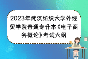 2023年武漢紡織大學(xué)外經(jīng)貿(mào)學(xué)院普通專升本《電子商務(wù)概論》考試大綱