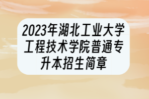 2023年湖北工業(yè)大學(xué)工程技術(shù)學(xué)院普通專升本招生簡章