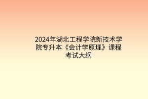 2024年湖北工程學(xué)院新技術(shù)學(xué)院專升本《會(huì)計(jì)學(xué)原理》課程考試大綱