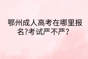 鄂州成人高考在哪里報(bào)名?考試嚴(yán)不嚴(yán)？