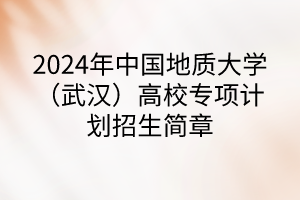 2024年中國地質(zhì)大學(xué)（武漢）高校專項計劃招生簡章