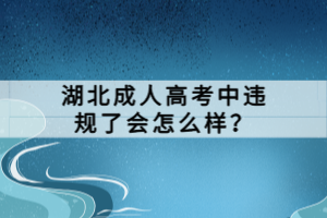 湖北成人高考中違規(guī)了會怎么樣？