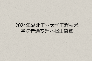 2024年湖北工業(yè)大學(xué)工程技術(shù)學(xué)院普通專升本招生簡(jiǎn)章