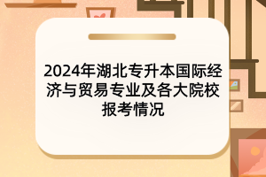 2024年湖北專升本國(guó)際經(jīng)濟(jì)與貿(mào)易專業(yè)及各大院校報(bào)考情況