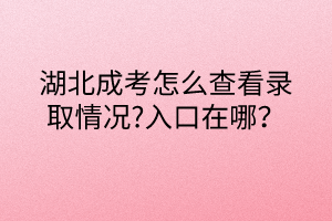 湖北成考怎么查看錄取情況?入口在哪？