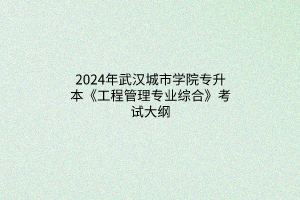 2024年武漢城市學(xué)院專升本《工程管理專業(yè)綜合》考試大綱