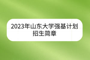 2023年山東大學(xué)強(qiáng)基計(jì)劃招生簡(jiǎn)章