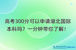 高考300分可以申請湖北國際本科嗎？一分鐘帶你了解！