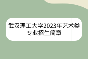 武漢理工大學(xué)2023年藝術(shù)類專業(yè)招生簡章