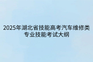 2025年湖北省技能高考汽車(chē)維修類(lèi)專(zhuān)業(yè)技能考試大綱