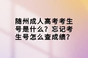 隨州成人高考考生號是什么？忘記考生號怎么查成績？