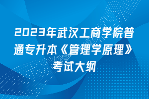 2023年武漢工商學(xué)院普通專升本《管理學(xué)原理》考試大綱