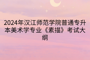 2024年漢江師范學(xué)院普通專升本美術(shù)學(xué)專業(yè)《素描》考試大綱