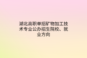 湖北高職單招礦物加工技術(shù)專業(yè)公辦招生院校、就業(yè)方向