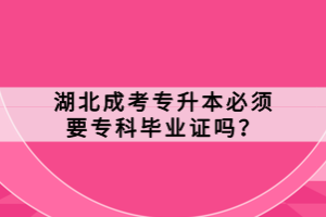 湖北成考專升本必須要專科畢業(yè)證嗎？