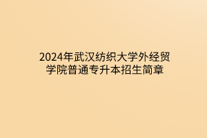 2024年武漢紡織大學外經(jīng)貿(mào)學院普通專升本?招生簡章